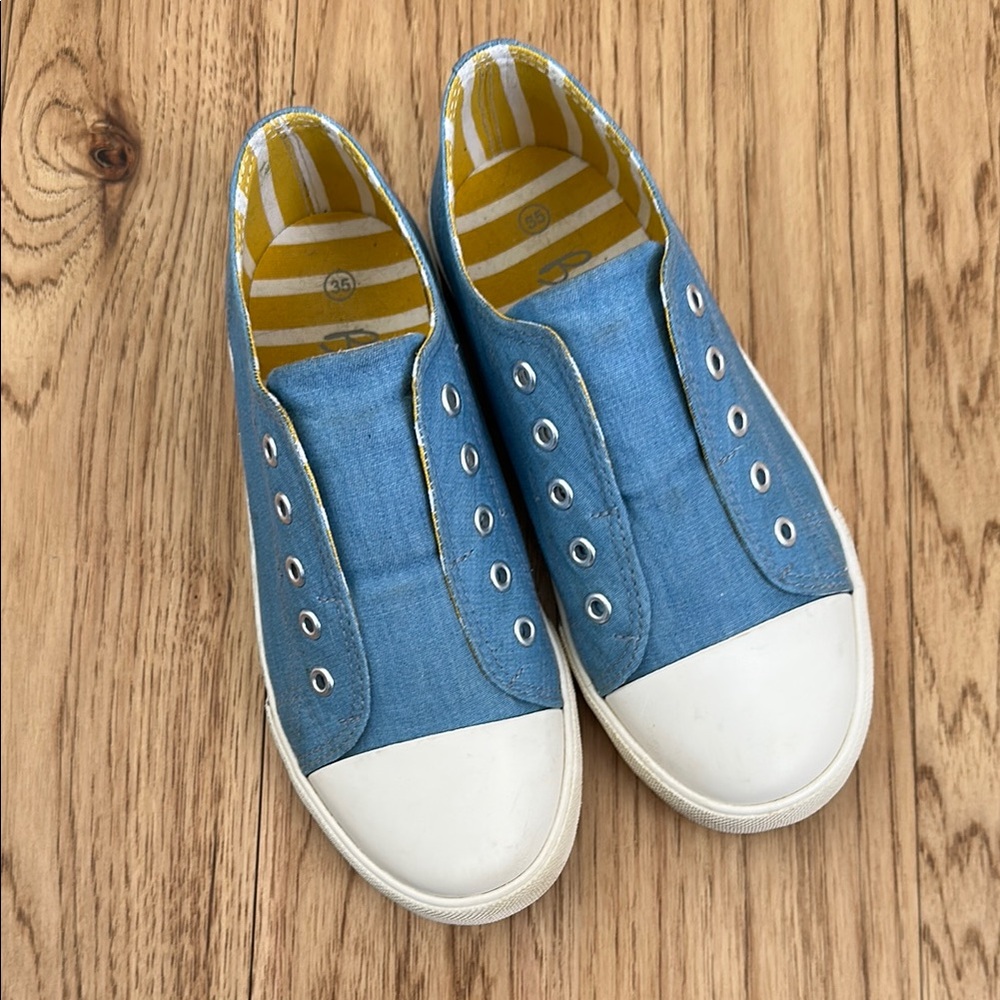 Mini Boden Slip-On Chambray Sneakers